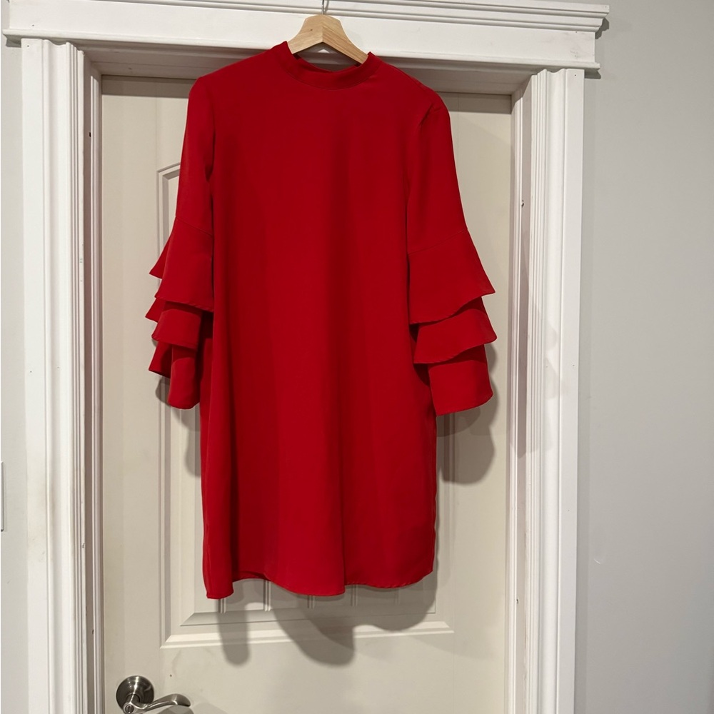 Chelsea Red Ruffle Sleeve Dress